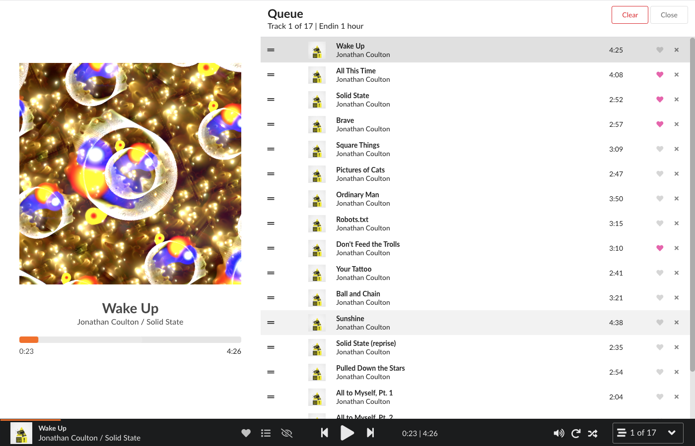 A screenshot of the music visualizer