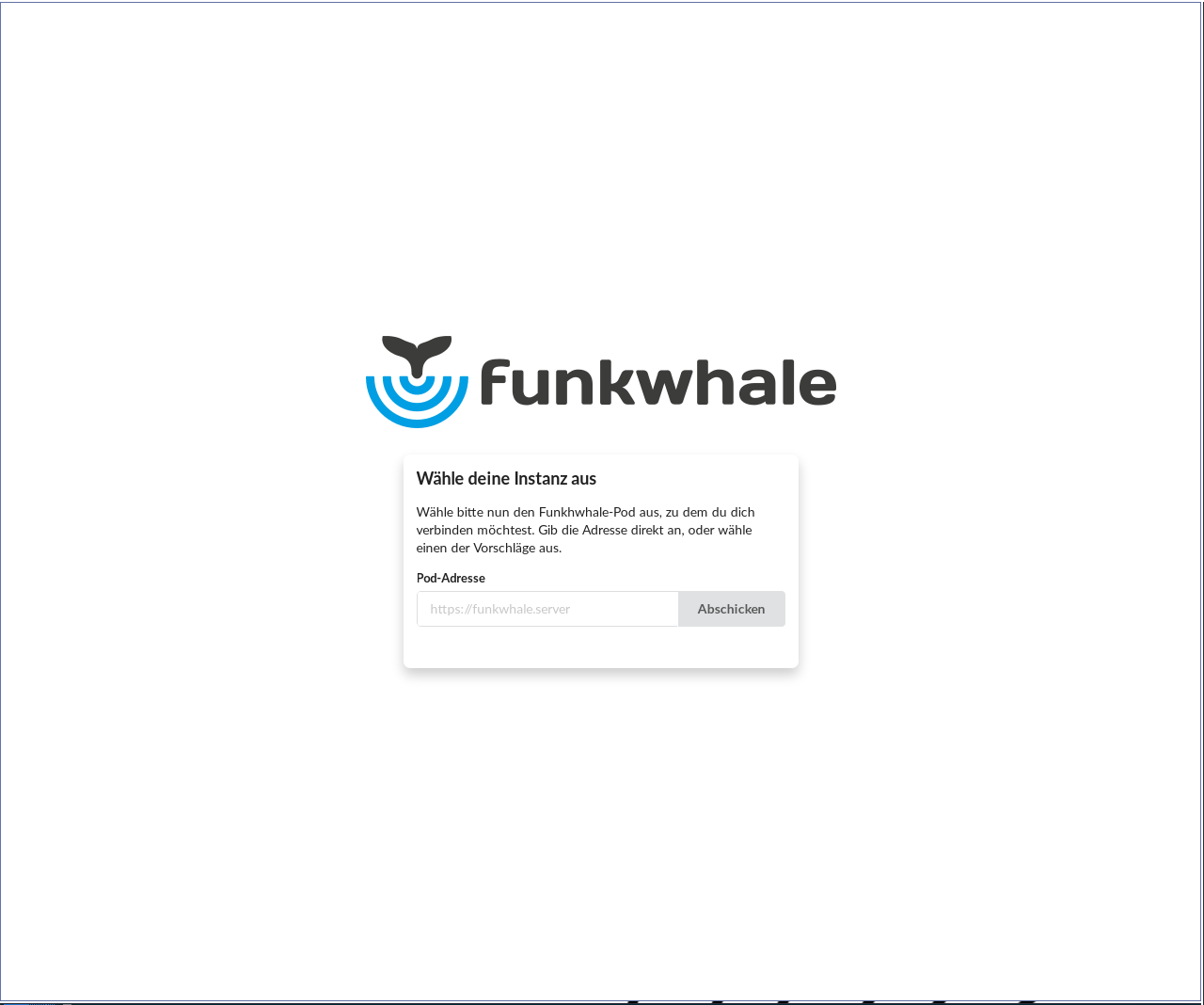 A screenshot of a Funkwhale instance selector running in a desktop app